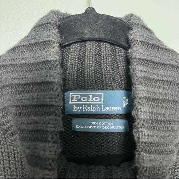 Polo Ralph Lauren 1/4 Zip Sweater Black Red Cotton  Pull-over Men's Size L - Picture 4 of 7